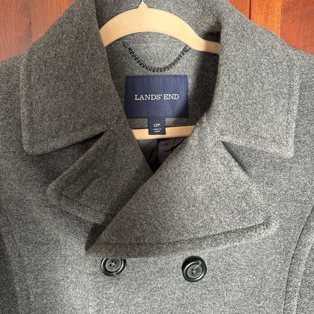 Lands' End Women's Charcoal Pea Coat - Picture 5 of 8